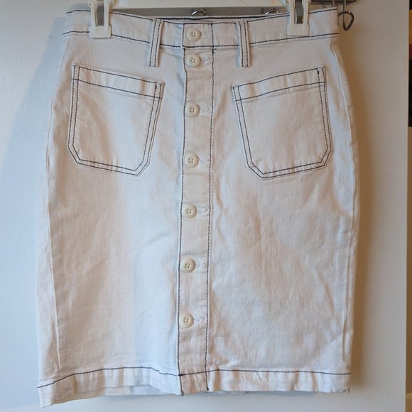 J. Crew Dresses & Skirts - J. Crew White Denim Button Up Jean Pencil Midi Skirt Size 28